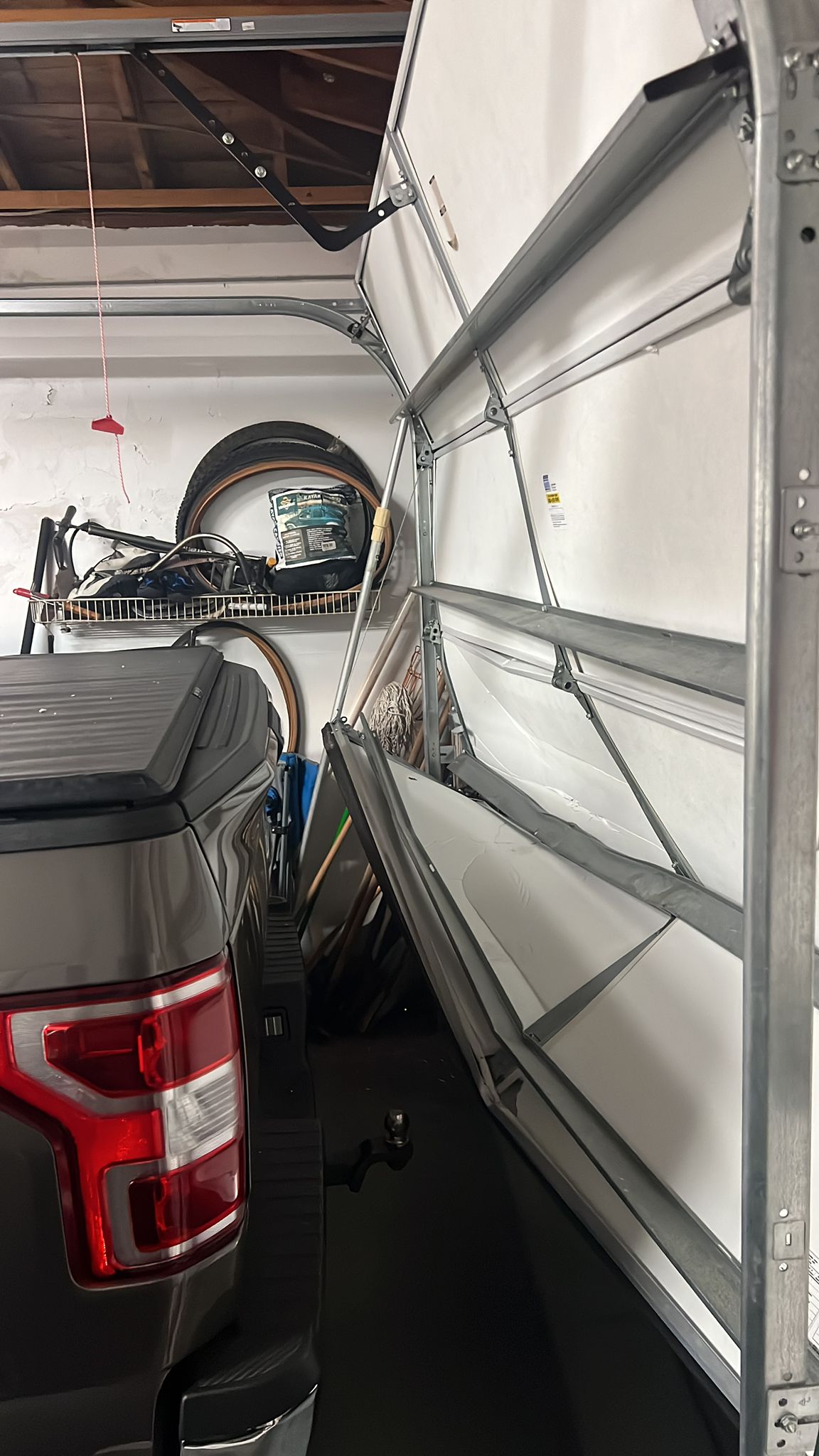 Garage door off track during an emergency